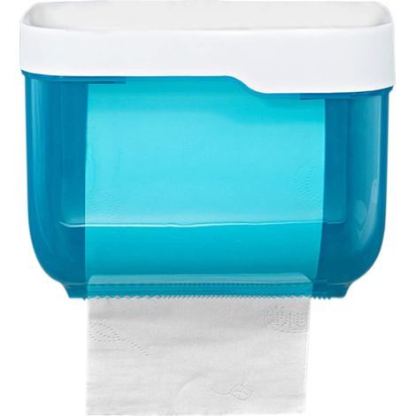 Porte Papier Toilette Auto-adhésif, derouleur papier toilette mural étanche, distributeur papier toilette sans Perçage (Bleu)- (1/5)
