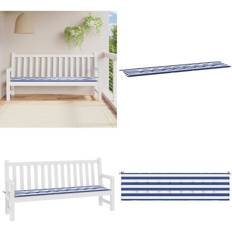 Coussin de banc de jardin rayures bleues et blanches 200x50x3cm - Coussin De Banc - Coussin D'extérieur - Coussin Décoratif - Coussin Jardin - Tapis De Chaise - Home & Living