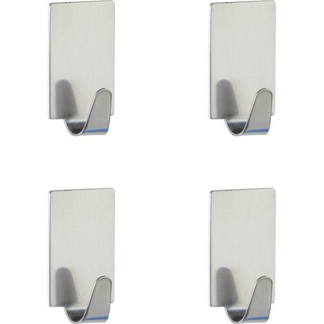 Wenko Rechteck Haken Edelstahl glänzend, chrom, 4er-Set Handtuchhaken (1/4)