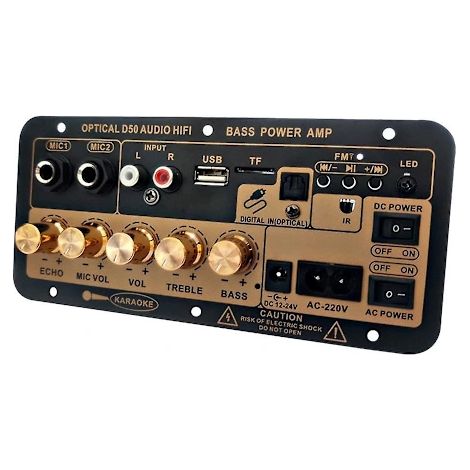 Panneau amplificateur D50 avec audio optique, Bluetooth, port USB, radio FM, lecteur de carte TF, caisson de basses DIY pour voiture (1/5)