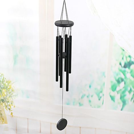 Noir - Carillon d'extérieur, grand carillon d'extérieur, merveilleux 6 tubes en aluminium, cadeau de consolation souvenir pour la , les amis, le jardin, le patio (1/5)