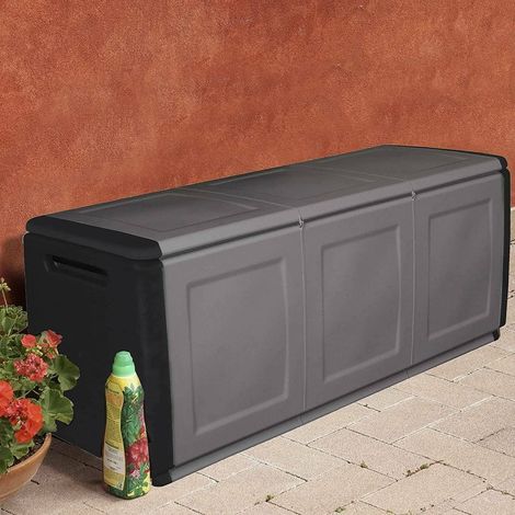 Dmora - Baule Achse, Cassapanca multiuso, Baule contenitore, Box portaoggetti, 100% Made in Italy, 138x53h57 cm, Grigio chiaro e Nero (1/4)