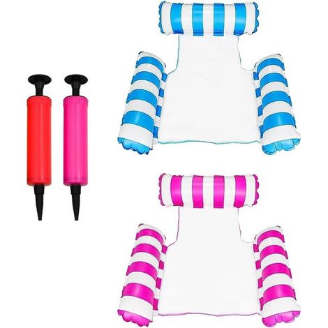 Allecto aufblasbare Pool-Hängematte für Wasserpartys Blau Rosa 2er-Pack 4-in-1-Hängematte Sattel Liegestuhl Hängematte Wanderliege Ideal für (1/5)