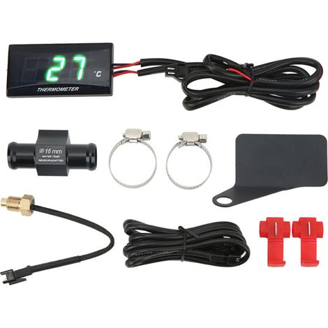 Motorcycle Digital Water Thermometer Slim LCD Screen Water Temperature Gauge for Universal Motorcycles, DC12V Water Temperature Meter for Motorcycle Enthusiasts (Red Backlight) (1/5)