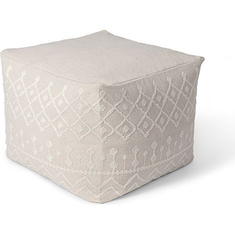 Paco Home In- & Outdoor Sitzsack Wohnzimmer Sitzkissen Hocker Sitzhocker Bodenkissen Pouf Beige 2, 50x50x40