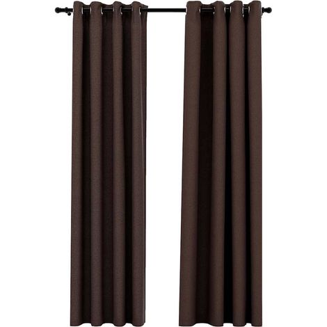 Maison Exclusive - Rideaux occultants Aspect lin avec œillets 2pcs Taupe 140x225cm (1/5)