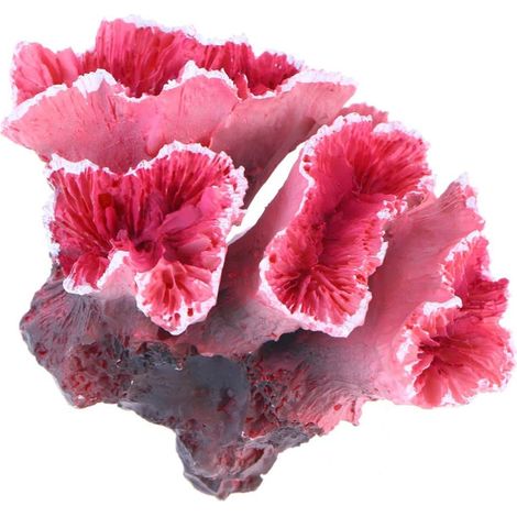 Corbeau artificiel simulé pour aquarium, plante sous-marine, décoration pour aquarium (5 x 7 x 6 cm), ornement en résine, imitation petit corail récifal (rouge), 1 pièce (1/5)