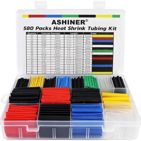 Gaine Thermorétractable Câble Électrique - Gaines Thermoretractables Ratio 2:1, Kit de Tube de Câble D'isolation Électrique (6 Couleurs, 11 Tailles) (1/5)