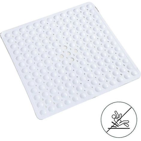 Tapis de douche carré antidérapant et anti-moisissure, lavable en machine, avec ventouses, en caoutchouc antibactérien, pour enfants. (1/4)