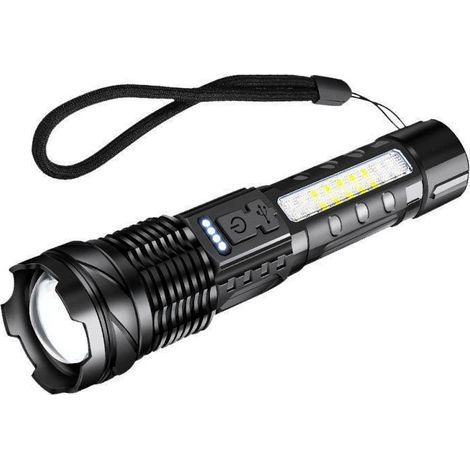 Linterna LED recargable, linterna táctica ultrabrillante con zoom y 7 modos de iluminación, linterna impermeable IPX6 para camping, actividades al aire libre, pesca y situaciones de emergencia (1/5)