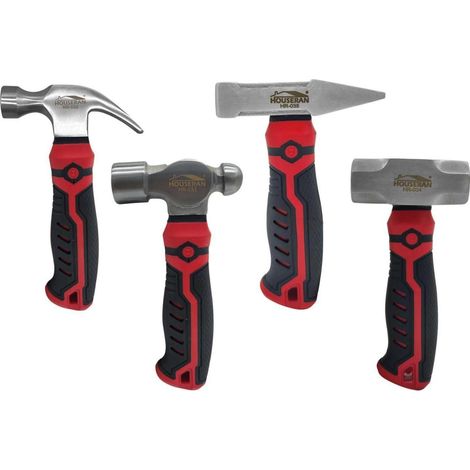 Hammer-Set 4-teilig mit Kugel-, Klauen-, Fäustel- und Schlosserhammer, rutschfestem Griff (1/5)