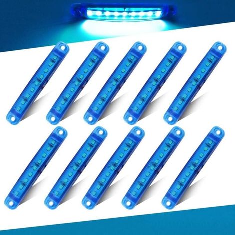 10Pcs Feu Latéral Bleu,12-24V 3,9'' 9LED Côté LED Marquage Léger Camion Remorque Camion Feu Arrière Avant et Arrière Marquant le Feu Latéral D'avertissement- Étanche (1/4)