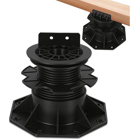 Wolketon Set da 20 piedistalli regolabili 75-145 mm per travetti, PP nero (1/5)
