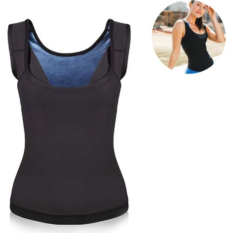 Chaleco de sudoración, tejido termoabsorbente, efecto sauna, compresión adelgazante, para fitness y yoga. (1/5)