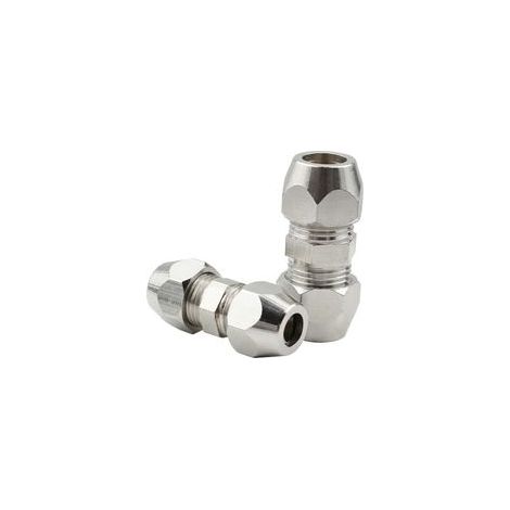 2 Pièces Raccords à Compression Cuivre Nickelé, Raccord Olive 8MM Gaz, Connecteurs de Tubes 8mm x 34mm Filetés, pour Plomberie, Systèmes Hydrauliques, Refroidissement et Carburant(Argent)