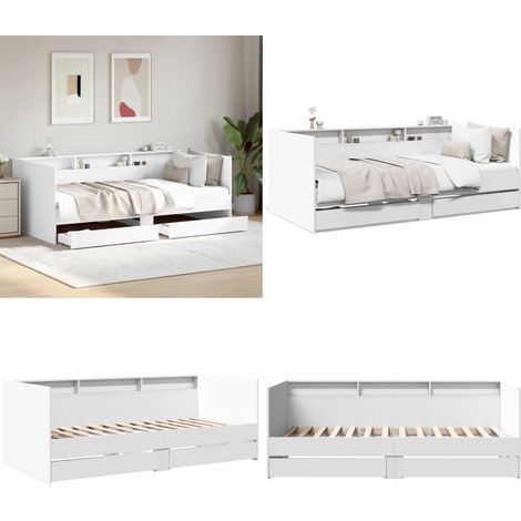 Tagesbett mit Schubladen ohne Matratze Weiß 90x190 cm - Schlafsofa - Daybed - Gästebett - Doppelbett - Weißes Bett - Home & Living (1/5)