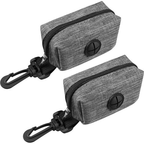2 Pièces Gris Crottes Chien en Tissu, Distributeur de Sac à Déchets, Porta Bustine Cane Cacca, Distributeur Sac a Crottes Chien en Tissu, Idéal pour les Promenades, les Promenades de Chiens (1/5)