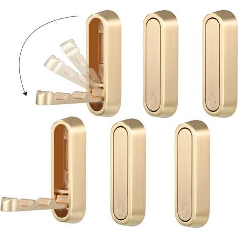 Set of 6 foldable hooks for hanging clothes and towels, zinc alloy wall hooks (1/5)