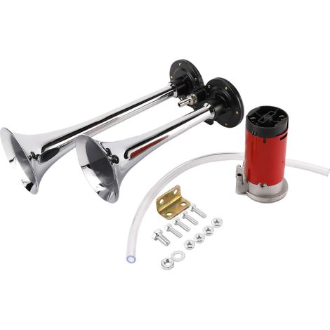 Kit compressore per clacson ad aria compressa a doppia tromba super forte da 12 V/150 dB, 290 mm, per auto, moto, barca, camion, treno