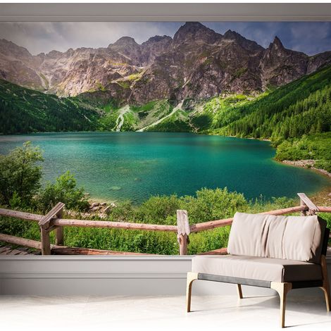Papier peint adhésif décoratif pour chambre et salon Design moderne à poser facilement Paysage montagneux 312x219 cm (1/5)