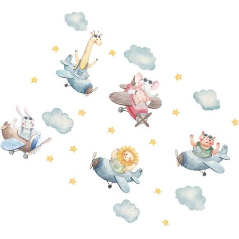 Stickers muraux pour chambre d enfant motifs avions et (1/5)