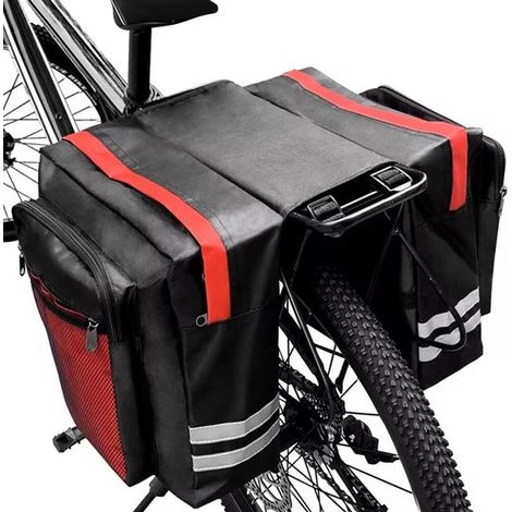 Borse per biciclette, borse per e-bike, borsa per bicicletta impermeabile da 30 litri, doppio portapacchi posteriore con striscia riflettente, per pendolari, viaggi, ecc. (1/5)