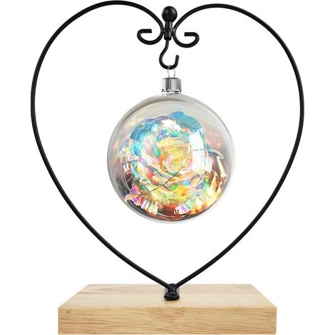 Support à Plante Suspendue Bois en Fer pour Suspendre Un Terrarium en Verre, Globe, Ornement et décoration à la Maison(coeur carré) (1/5)