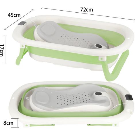 Bébé Baignoire Portable Avec support de bain Bébé Pliable Bain Sûr Avec affichage de la température 0-3 Ans (1/5)