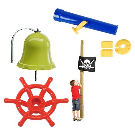 SET 4 en 1: Timón de capitán, campana, asta de bandera, telescopio (1/5)