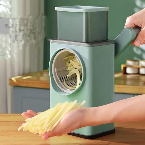 Râpe manuelle rotative - [Marque] - Modèle 3 lames - Légumes et fromage avec base ventouse (1/5)