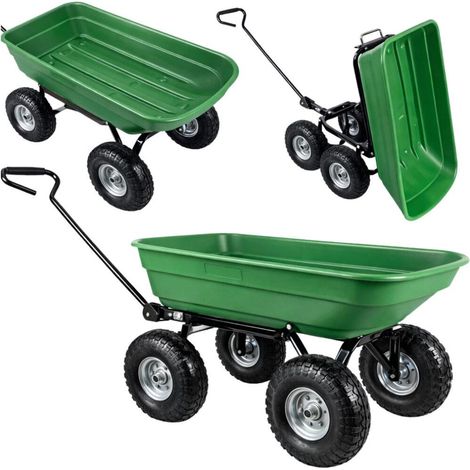 Chariot de jardin avec plateau basculant amovible, vert, 120 kg