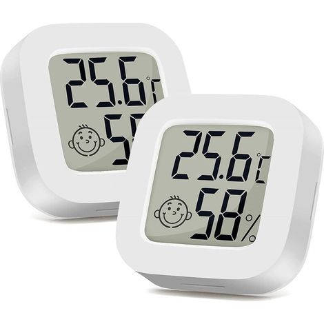 2 kleine digitale Hygrometer-Thermometer für den Innenbereich mit Komfortanzeige, hochpräzise Temperatur- und Feuchtigkeitsmessung, schnelle Messung für mehr Komfort in Zuhause und Büro.