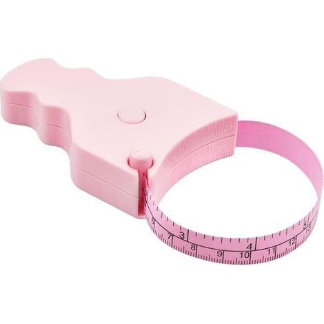 Metro a nastro per misurare il corpo - 150 cm (60"), utilizzabile con una sola mano, design compatto ed ergonomico - Aiuta a perdere peso e a tonificare i muscoli (rosa) (1/4)