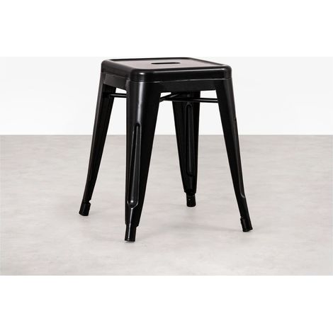ORION91oficial® - Taburete Bajo Acero BETA Color Negro, Apilable (45 cm) Estilo Industrial, Comedor, Hostelería, Oficina, Salón, Teletrabajo, Cocina - spaziOrion91 - Unidad (1/5)