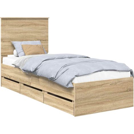 Cadre de lit Chêne Sonoma 75 x 190 cm Bois Ingénierie vidaXL (1/5)