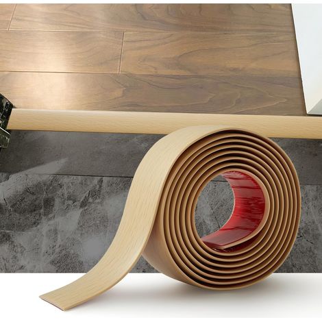 Barre de Seuil Auto-adhésive - 2M - PVC Imitation Bois - Transition Sol Étanche - Intérieur Salon Cuisine - 4cm Beige (1/5)