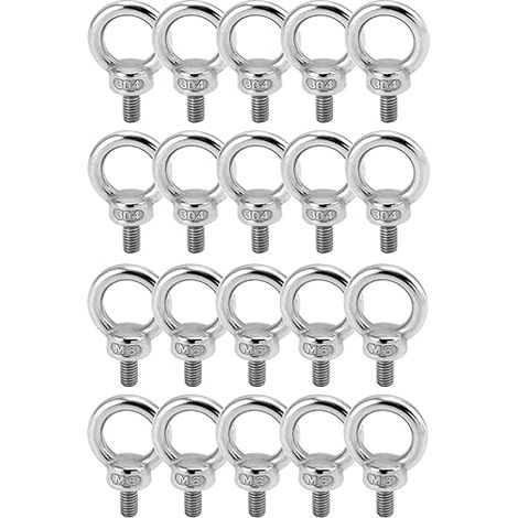 20 Stück M6 Ringschraube - 65KG - 304 Edelstahl Ösenschrauben für Rolle des Befestigens und Hängens