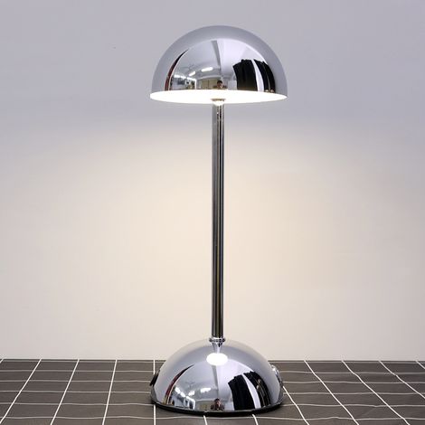 ZOLGINAH Lámpara de Mesa Recargable, Lámpara de Mesa Inalámbrica Regulable Lámpara de Mesita de Noche Táctil con Temperatura de 3 Colores Lámpara de Mesa para Restaurante IP54 Impermeable-Plata (1/5)