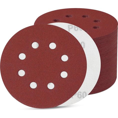 80 Disques Abrasifs, Grain 60, Diamètre 125mm, Fixation Velcro, Pour Métal Et Bois (1/5)