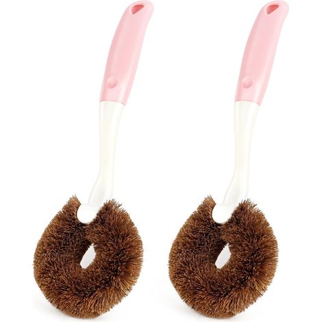 Set mit 2 Küchenbürsten mit Griffen für Töpfe, Pfannen und Spülbecken, 26 cm lang, rosa, Kunststoff (1/5)