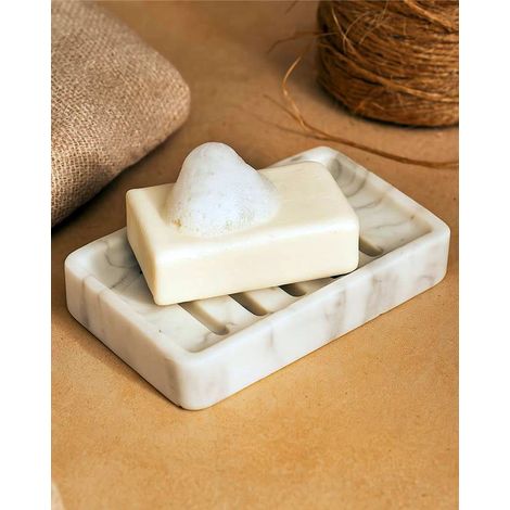 Portasapone in poliresina marmorizzato bianco Marmo (1/2)