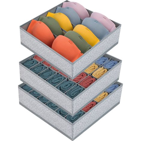 Organisateur de tiroir pour vêtements, ensemble de 8 pièces pour sous-vêtements, organisateur de placard pliable et séparateurs de tiroir de commode pour vêtements, chaussettes, foulards (1/5)