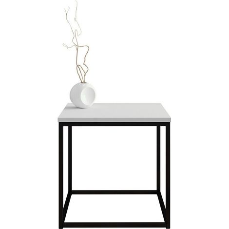 Mesa de centro Germantown 106, Negro mate + Blanco brillante, 40x40x40cm, Diámetro: 0, Aglomerado laminado, Angular