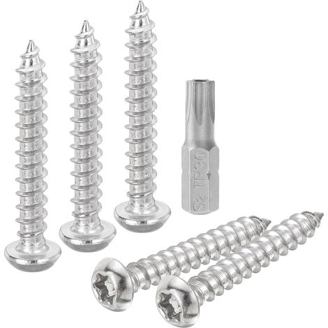 10Pcs M6 x 40mm Vis à Tôle de Sécurité Torx (Argenté) (1/5)