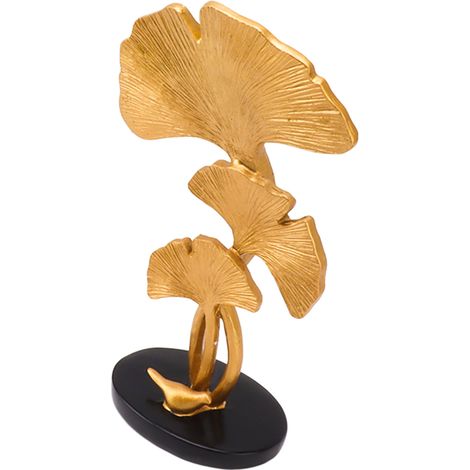 Dekoratives Blatt aus Kunstharz, rutschfest, farbecht, moderne, blattförmige Schreibtischdekoration für Wohnzimmer und Flur, goldfarben (1/5)