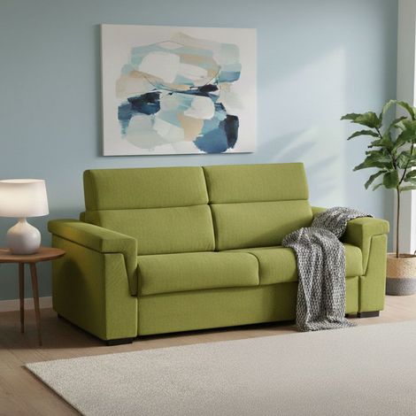 Divano Letto 3 Posti Nus, Sfoderabile, Contenitore Made in Italy, Lavabile, 225x95 cm Verde (1/5)