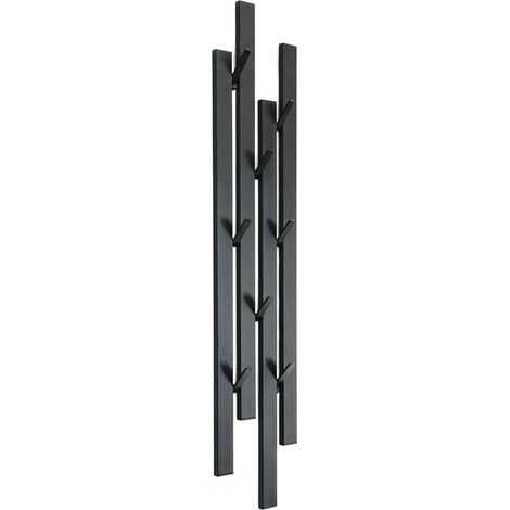 Dandibo – Portemanteau mural noir métal 96612 – 8 crochets étroits – Dimensions 87x15,5x4,5 cm – Pour entrée ou salle de bain (1/5)