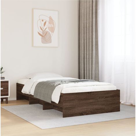 Bettgestell ohne Matratze Braun Eiche 100x200 cm Holzwerkstoff (1/5)