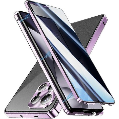 Für Samsung Galaxy S25 Ultra Schutzhülle, doppelseitiges, magnetisches Anti-Spionage-Schutzglas (Hellviolett) (1/5)
