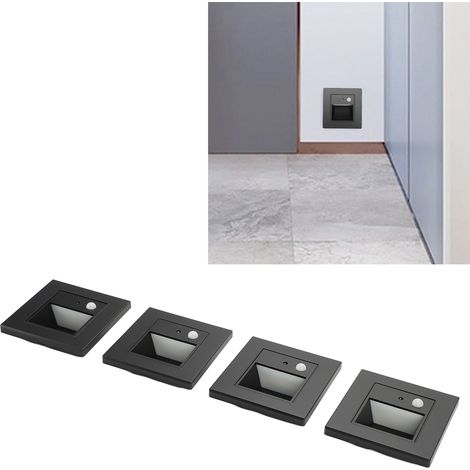 Lámpara de techo LED con sensor de movimiento y soporte integrado para escaleras y dormitorios [4 unidades] [110–240 V] [Material de PC ignífugo] [90 x 86 x 32 mm] [Luz blanca cálida de 3000 K] (1/5)